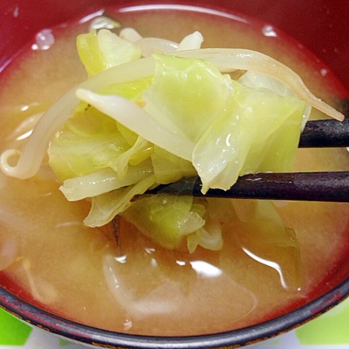 シャッキリ食感！春キャベツともやしの味噌汁